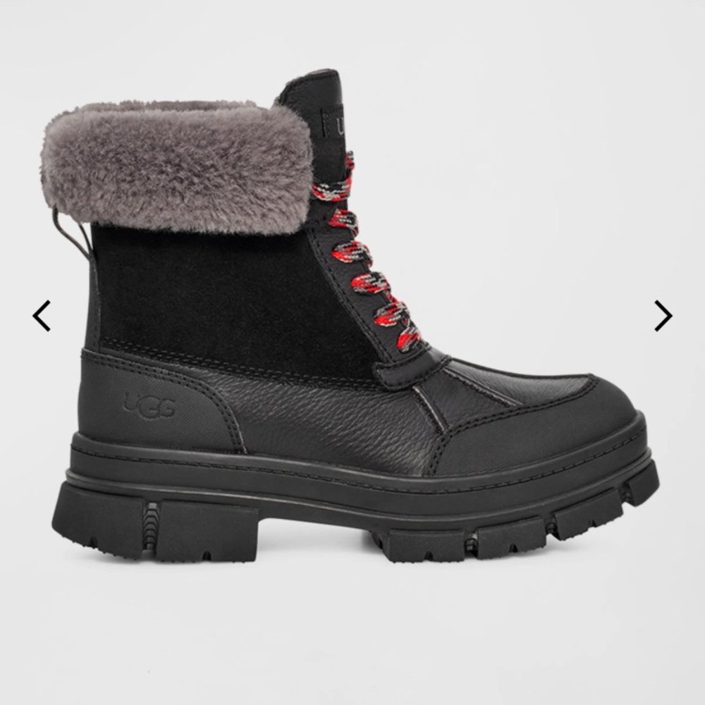 UGG Ashton Addie Waterproof Winter Boots Black Size 7.5 EXCELLENT + 2 Laces